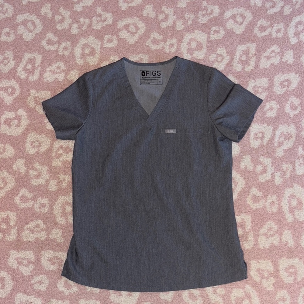 Figs Charcoal V-Neck Scrub Top